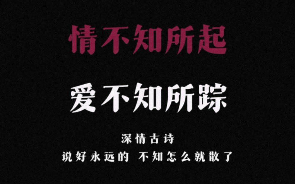 “情不知所起,爱不知所踪.” 深情古诗,说好永远的,不知怎么就走散了哔哩哔哩bilibili