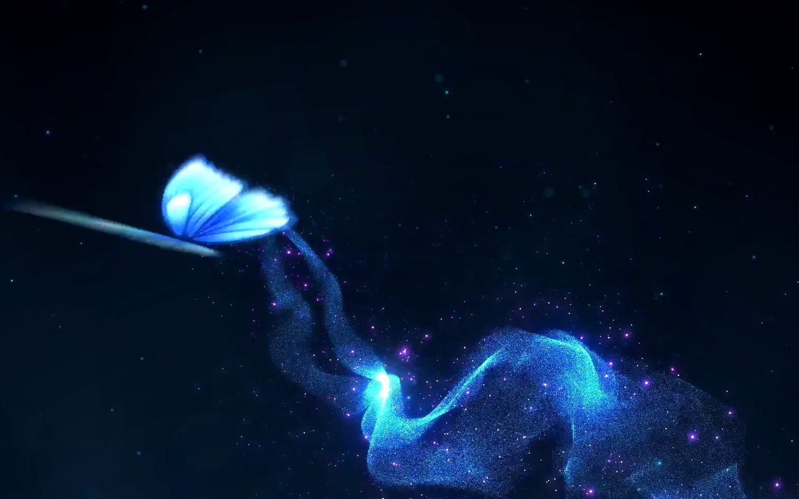 z291 唯美漂亮梦幻蝴蝶飞舞蓝色粒子光线拖尾汇聚logo动画片头ae模板