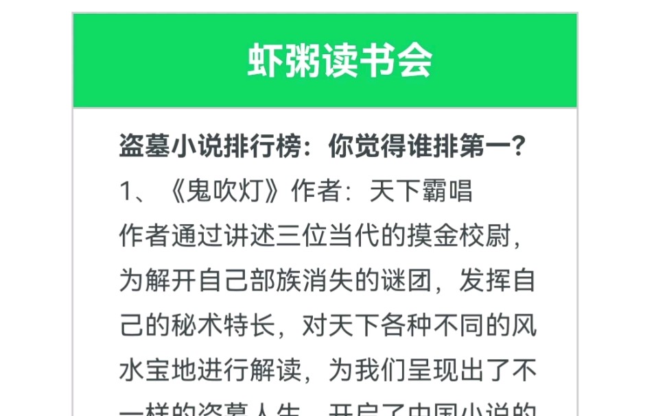 [图]盗墓小说排行榜：你觉得谁排第一？