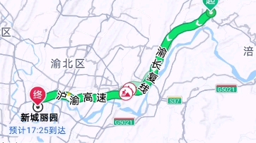 高德地图 模拟导航长寿区到重庆城区