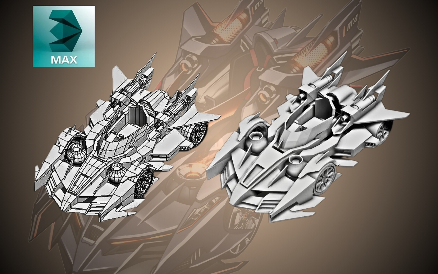 【3dmax道具建模】酷炫四驱车模型制作,超详细道具建模思路讲解,零