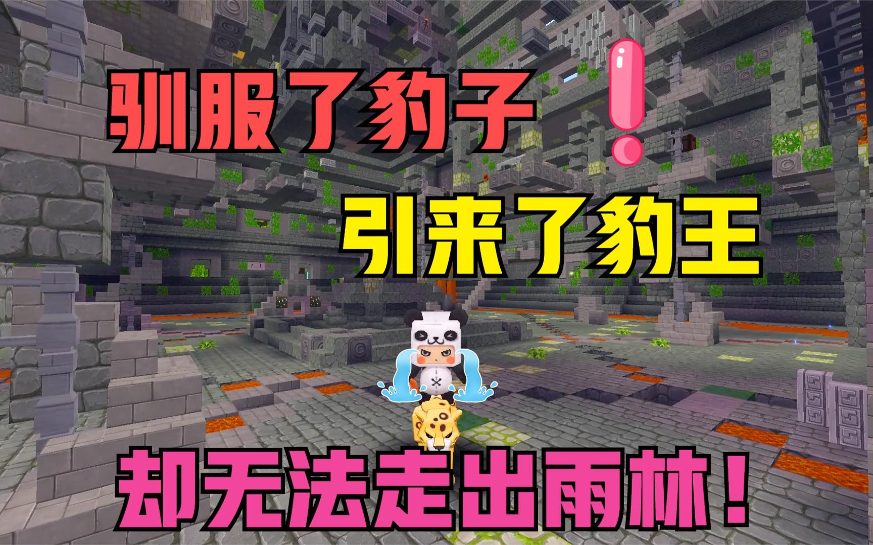 迷你世界:驯服豹子,神庙里的豹子被驯服后,居然引来了豹王!