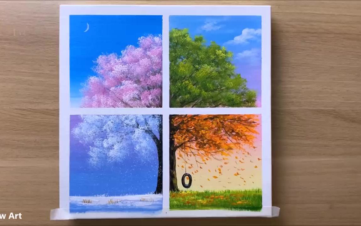 树的四季变化 绘画图片