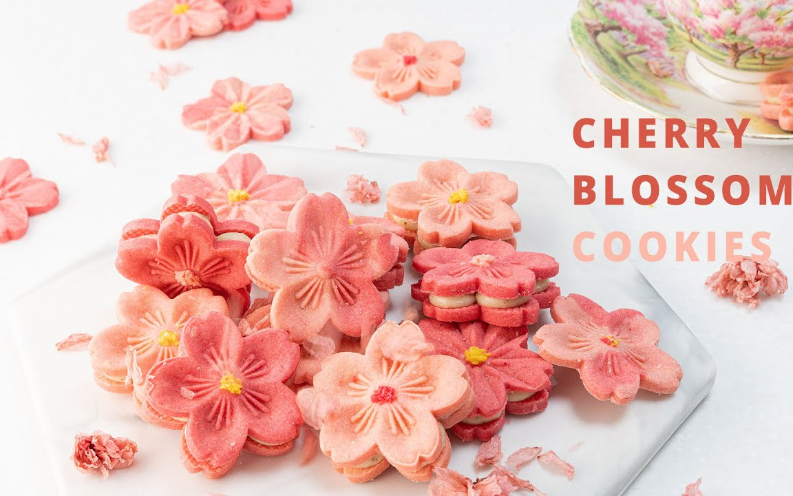 [图]【Amy】（中字）让人少女心爆发的樱花饼干~｜Cherry Blossom Cookies recipe