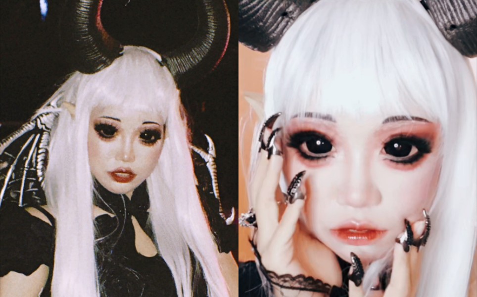 【坤坤】暗黑小恶魔万圣节创意妆 cosplay娃娃化妆教程