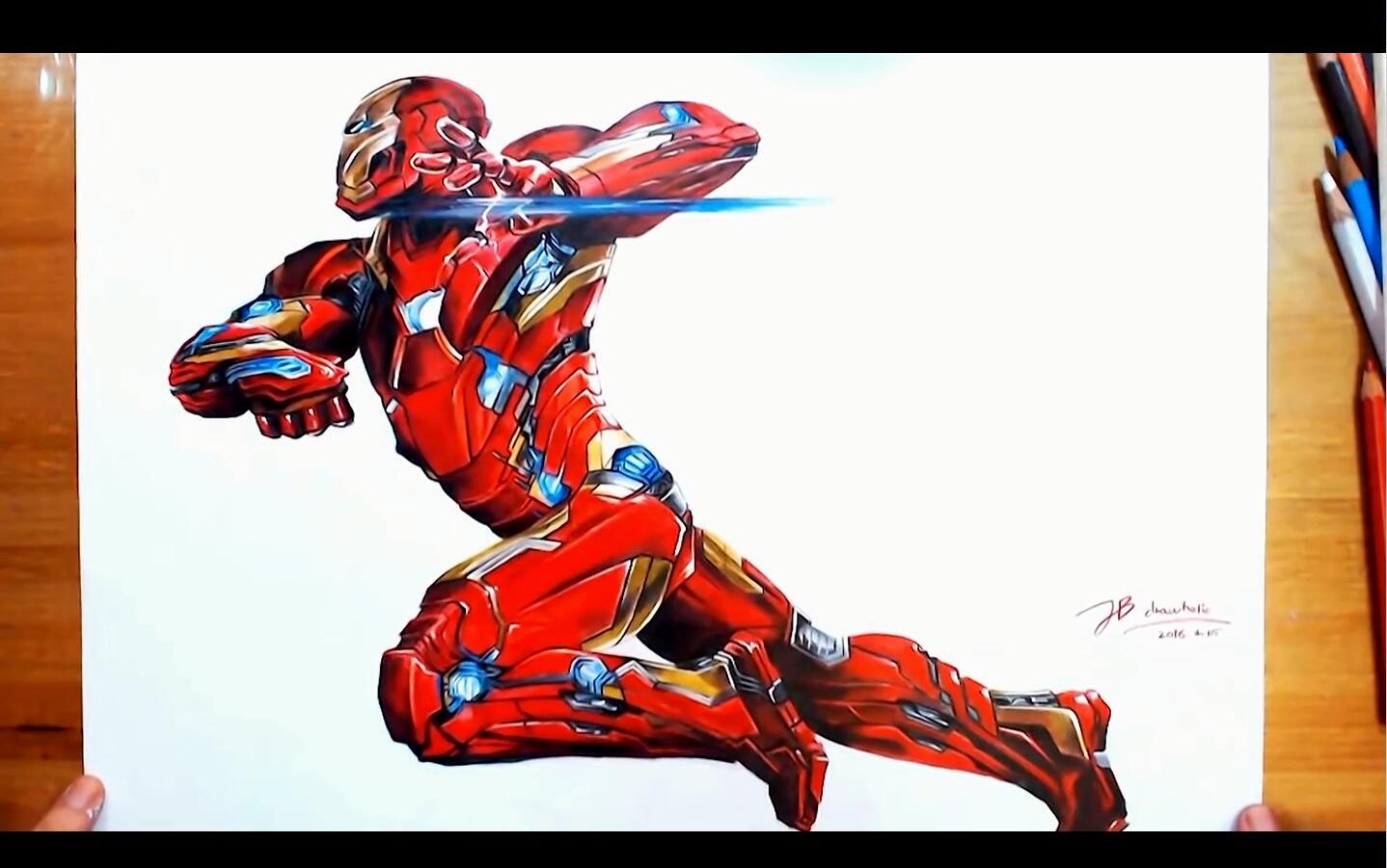 转载高速绘制彩铅钢铁侠