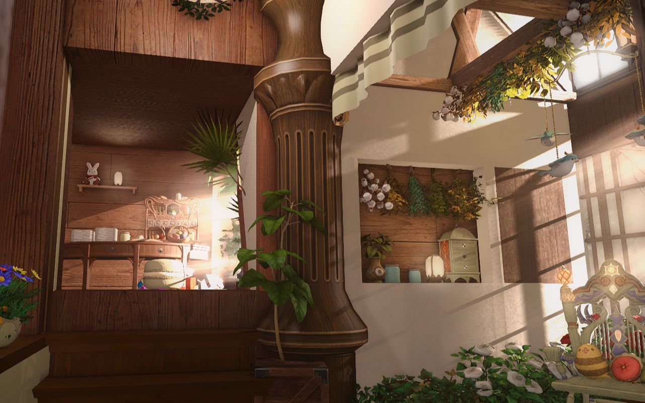 ff14装修s房阳光绿植木屋阳光花房自闭床森系寝居