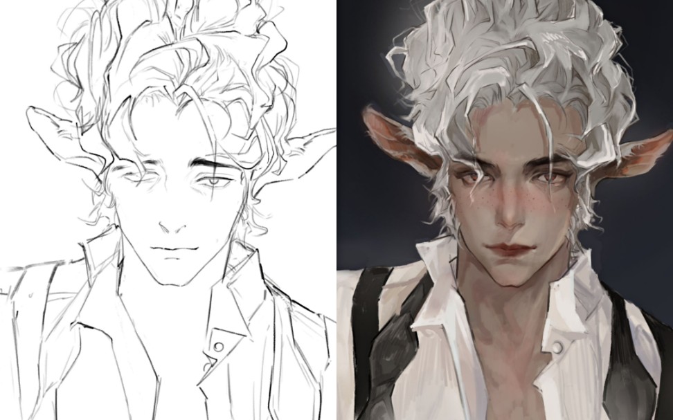 【板绘过程】半兽人羊咩咩