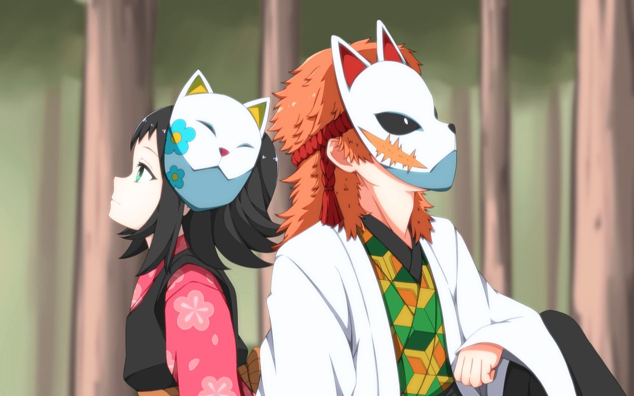 鬼灭之刃火之神血风谭序章最初的试炼炭治郎vs靖兔与真狐