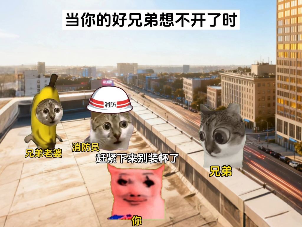 当你的好兄弟想不开了时#猫meme#搞笑#抽象#万万没想到