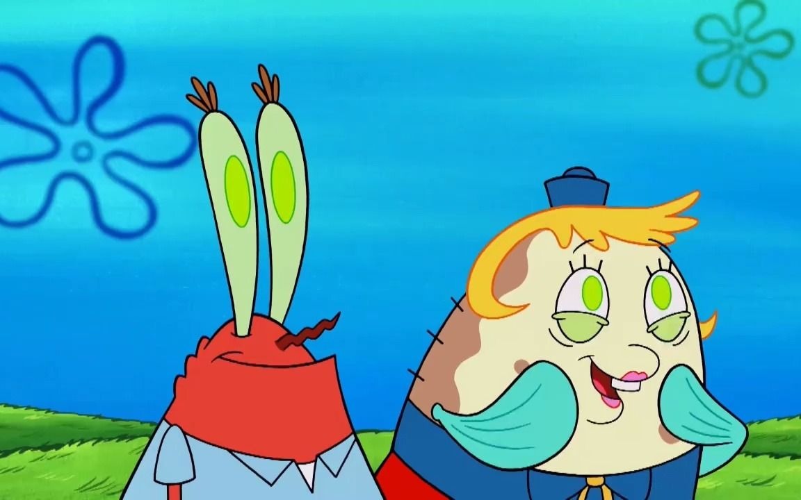 海绵宝宝:泡芙阿姨甜蜜求亲亲,蟹老板美得直冒泡!