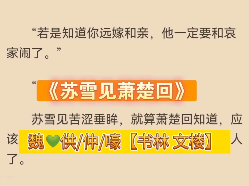 一口气看完《苏雪见萧楚回》宝藏高质量小说阅读