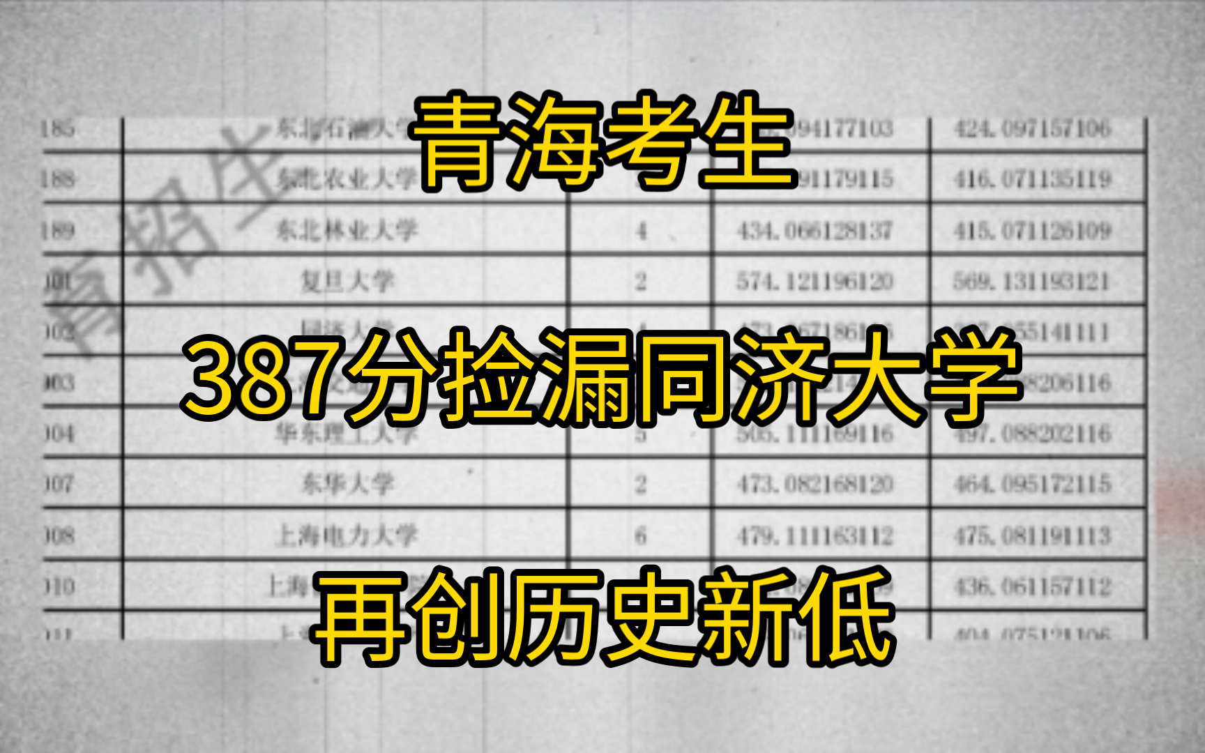 再创历史新低!青海一考生387分捡漏同济大学!网友:竟然不是土木专业?哔哩哔哩bilibili