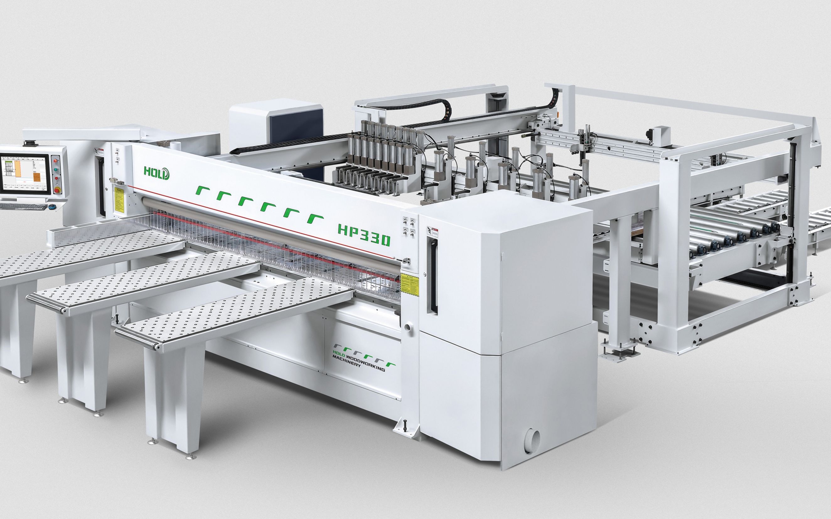 豪德双推板箱后上料电子锯hp330hb