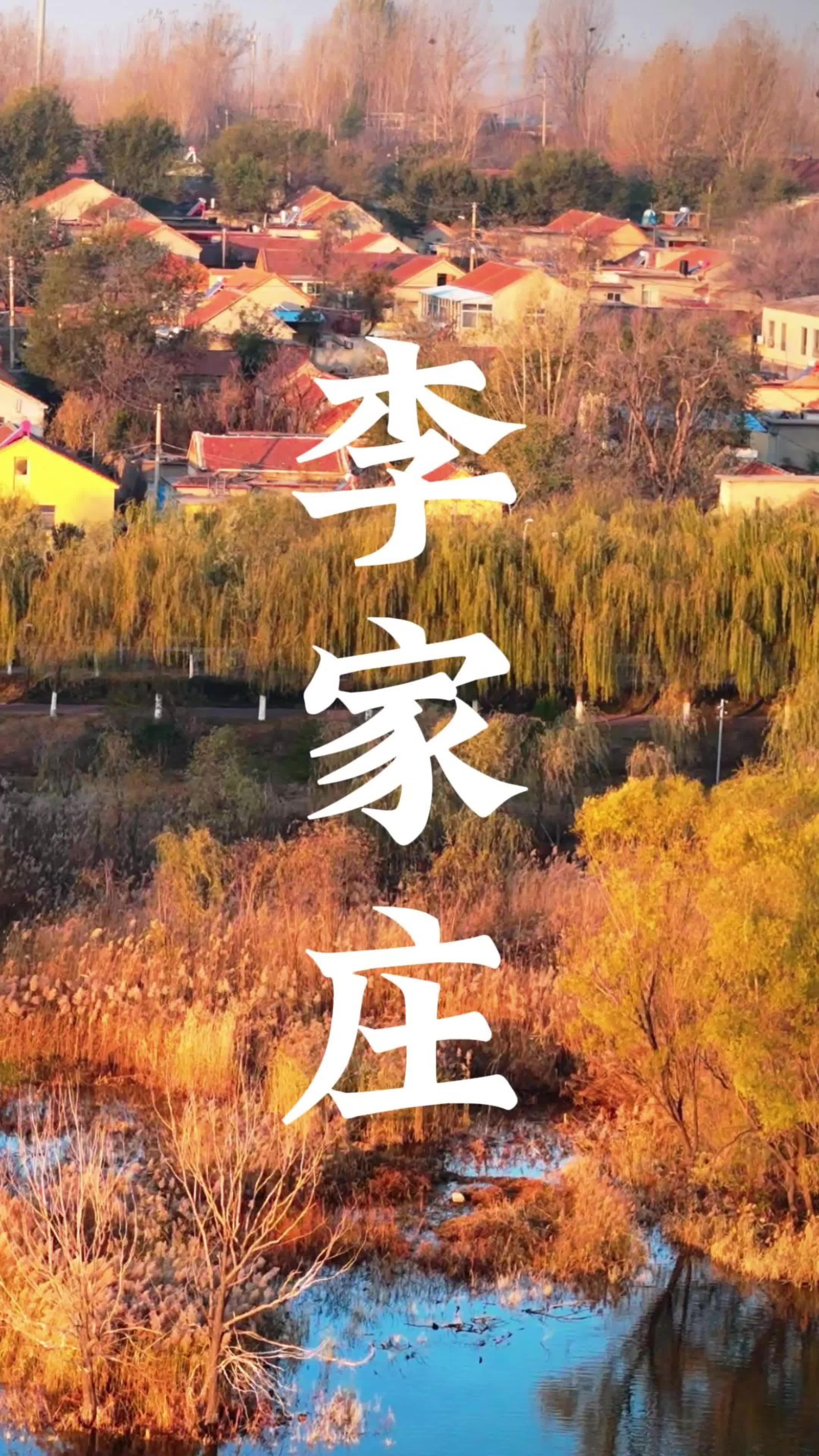 淄博文昌湖,冬日晨光下的李家庄村,静谧安闲,如同小洱海