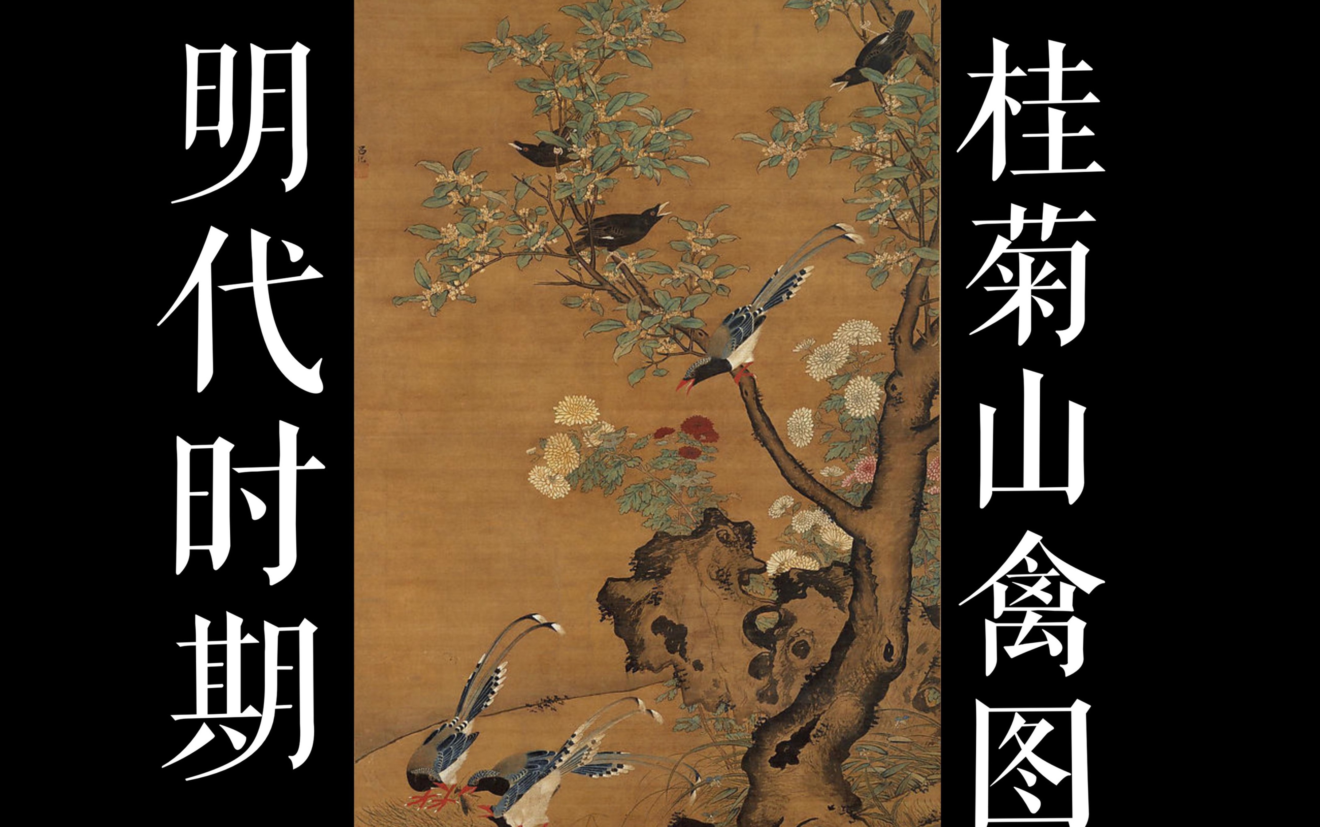 中美花鸟画-明代时期-桂菊山禽图