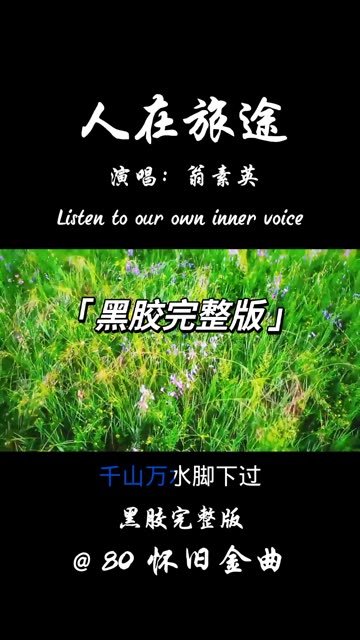 10,《人在旅途》是由梁立人作词、何国杰作曲,翁素英演唱的歌曲,新加坡产电视剧《人在旅途》主题曲,收录于翁素英1985年1月1日发行的专辑《人在...