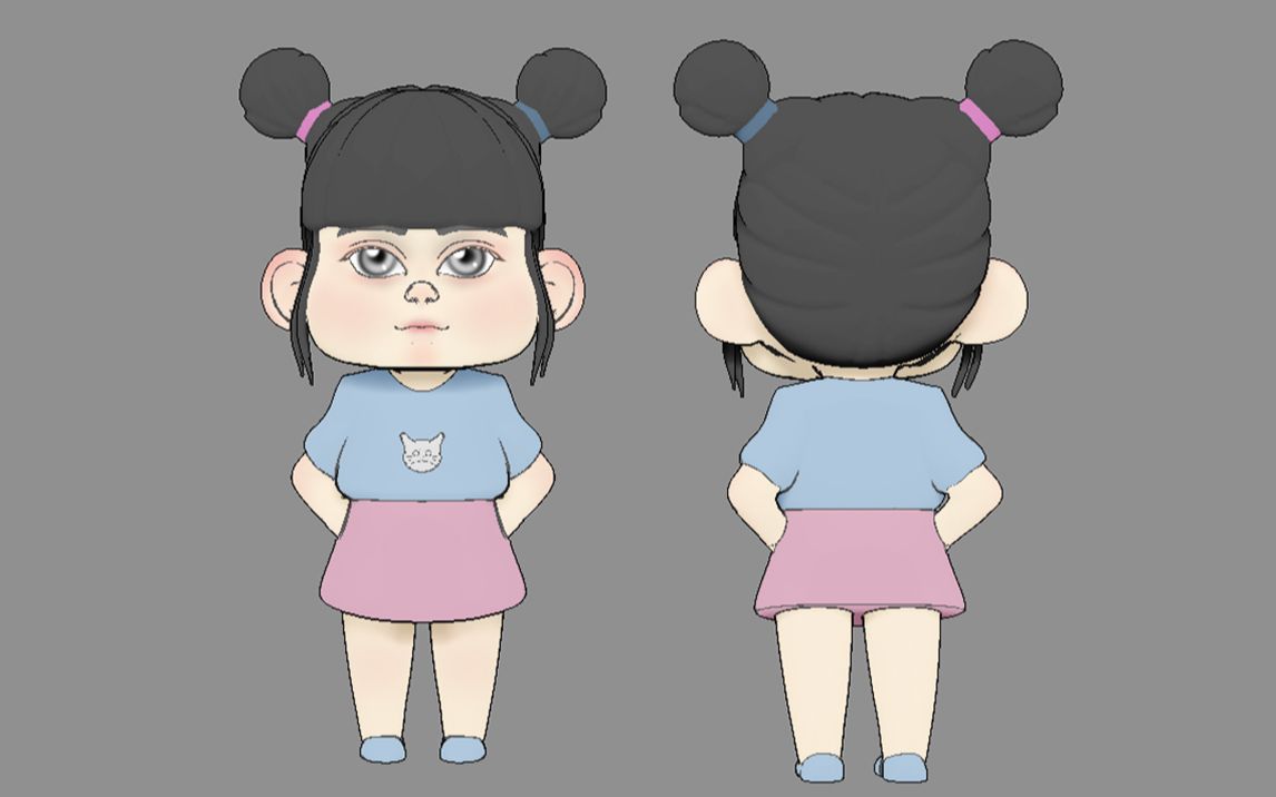 【zbrush角色雕刻】丑萌小女孩,五官/发型/上色全流程雕刻详细教程