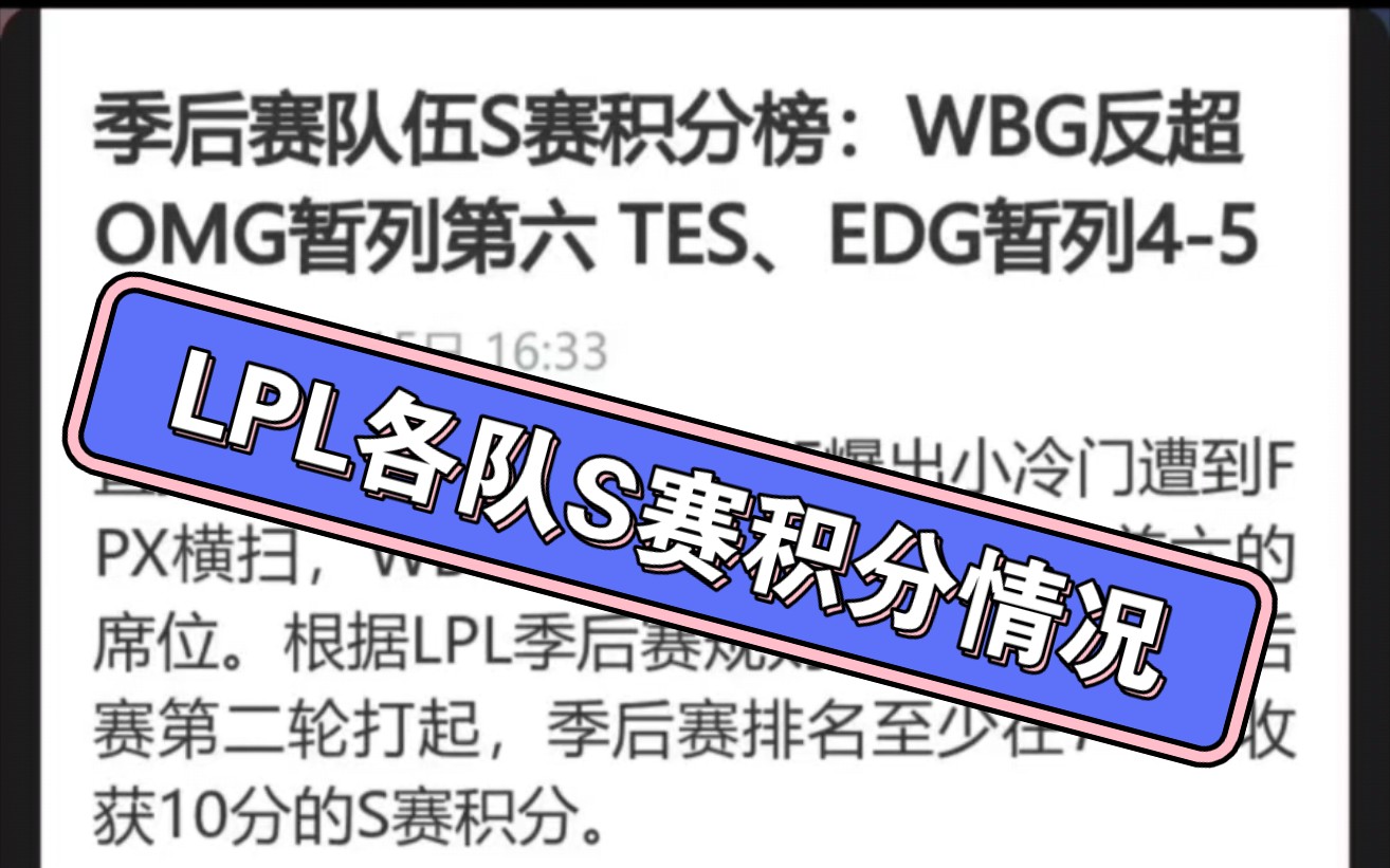 LPL目前各队积分情况一览!!哔哩哔哩bilibili英雄联盟