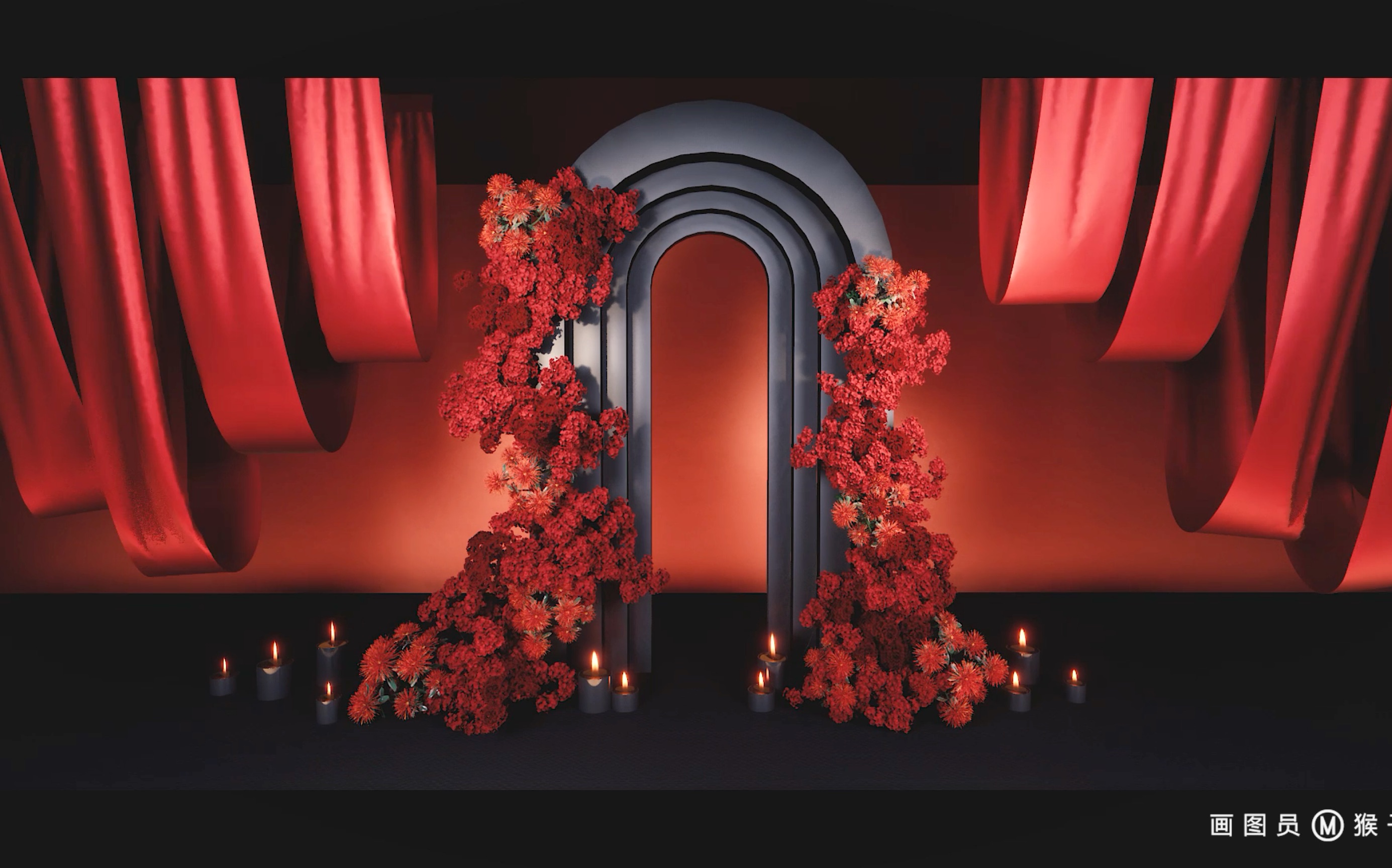 ue4案例8-黑红小众婚礼场景