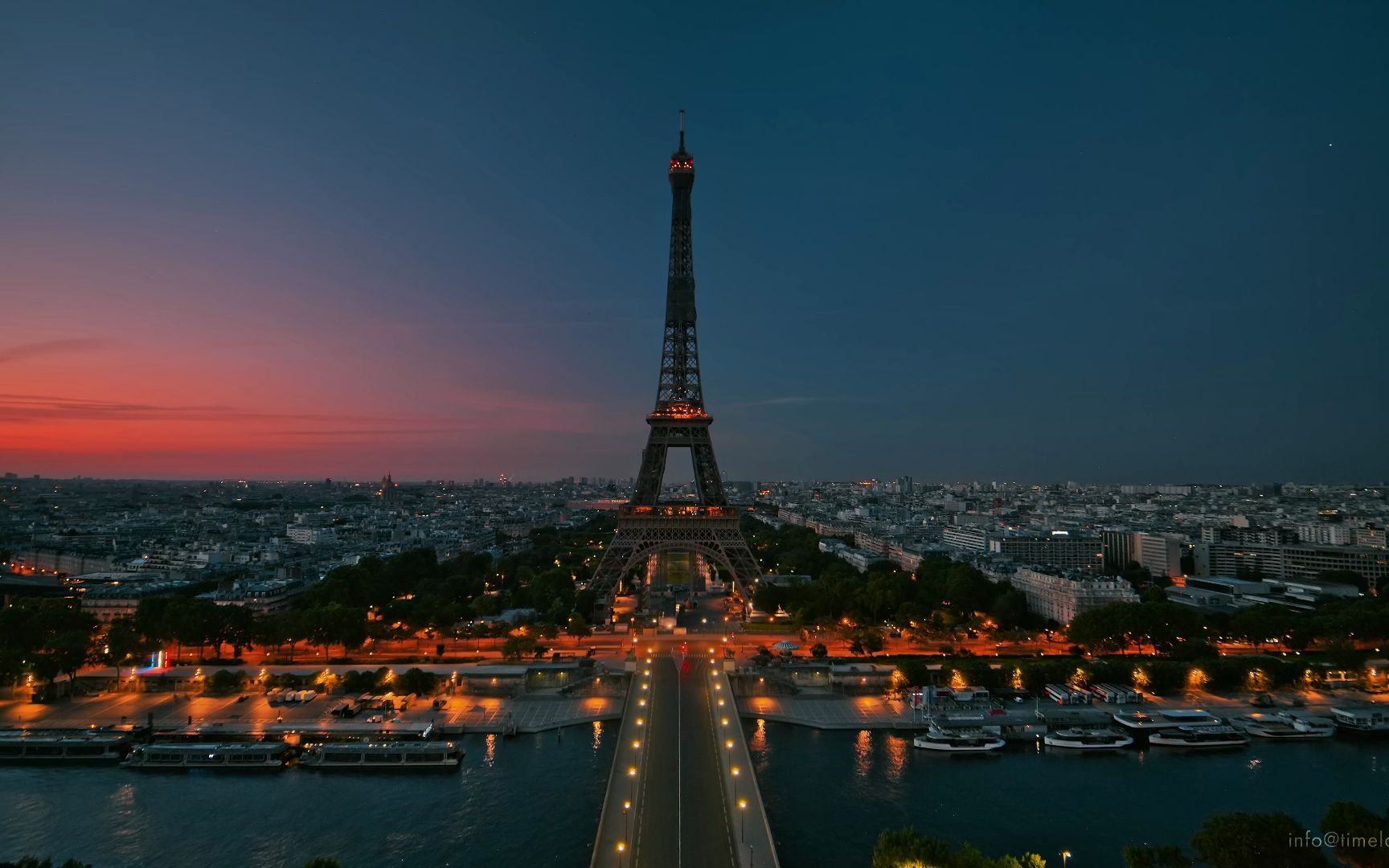 4k高清航拍:夕阳下的巴黎城市风光