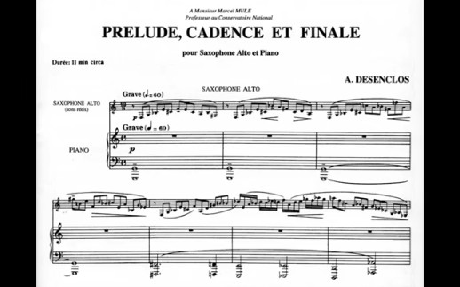 [图]【萨克斯】 前奏，华彩与终曲 Prelude, Cadence et Finale for Alto Saxophone and Piano (1956)