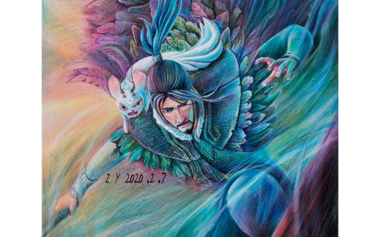 彩铅手绘 姜子牙 绘画过程