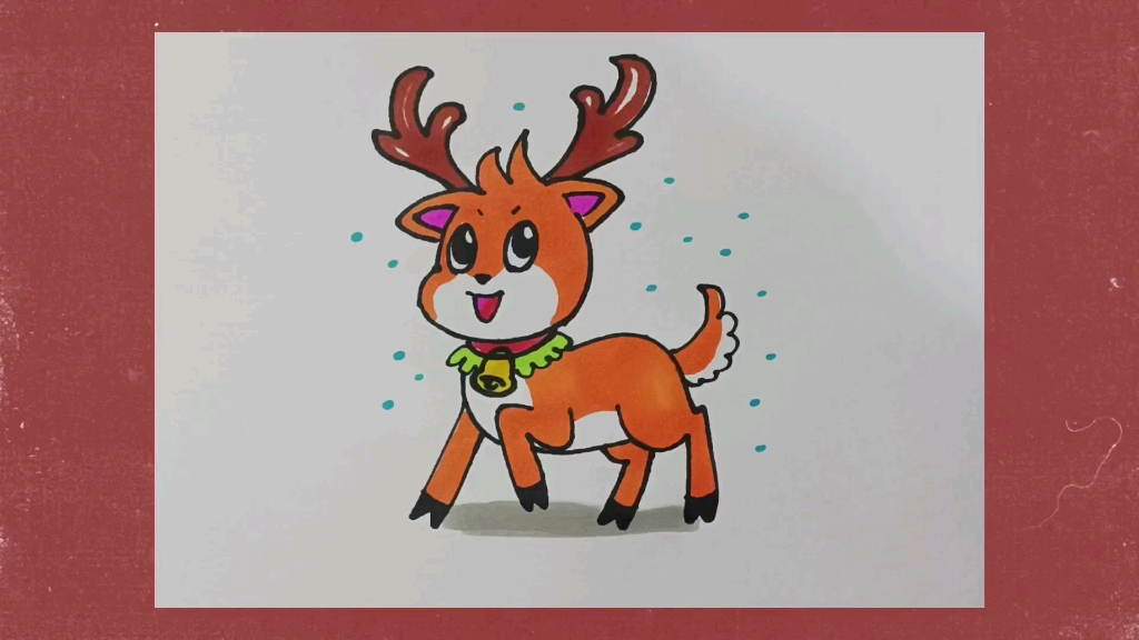 简笔画教程圣诞节驯鹿