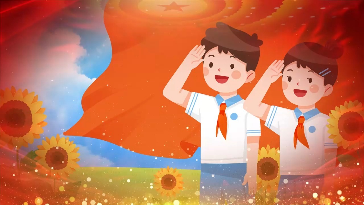 011小学生红领巾少先队员卡通led背景视频素材