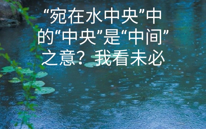 不要迷信课本和资料!“宛在水中央”真的是“好像在水的中央”么?哔哩哔哩bilibili