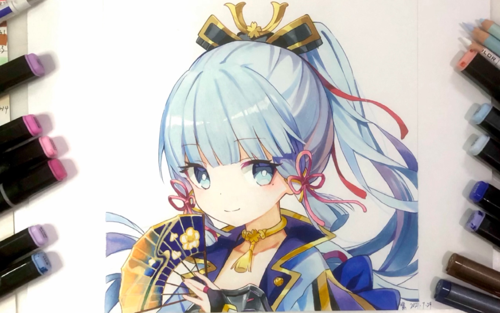 马克笔手绘 原神 神里绫华 绘画过程_哔哩哔哩_bilibili