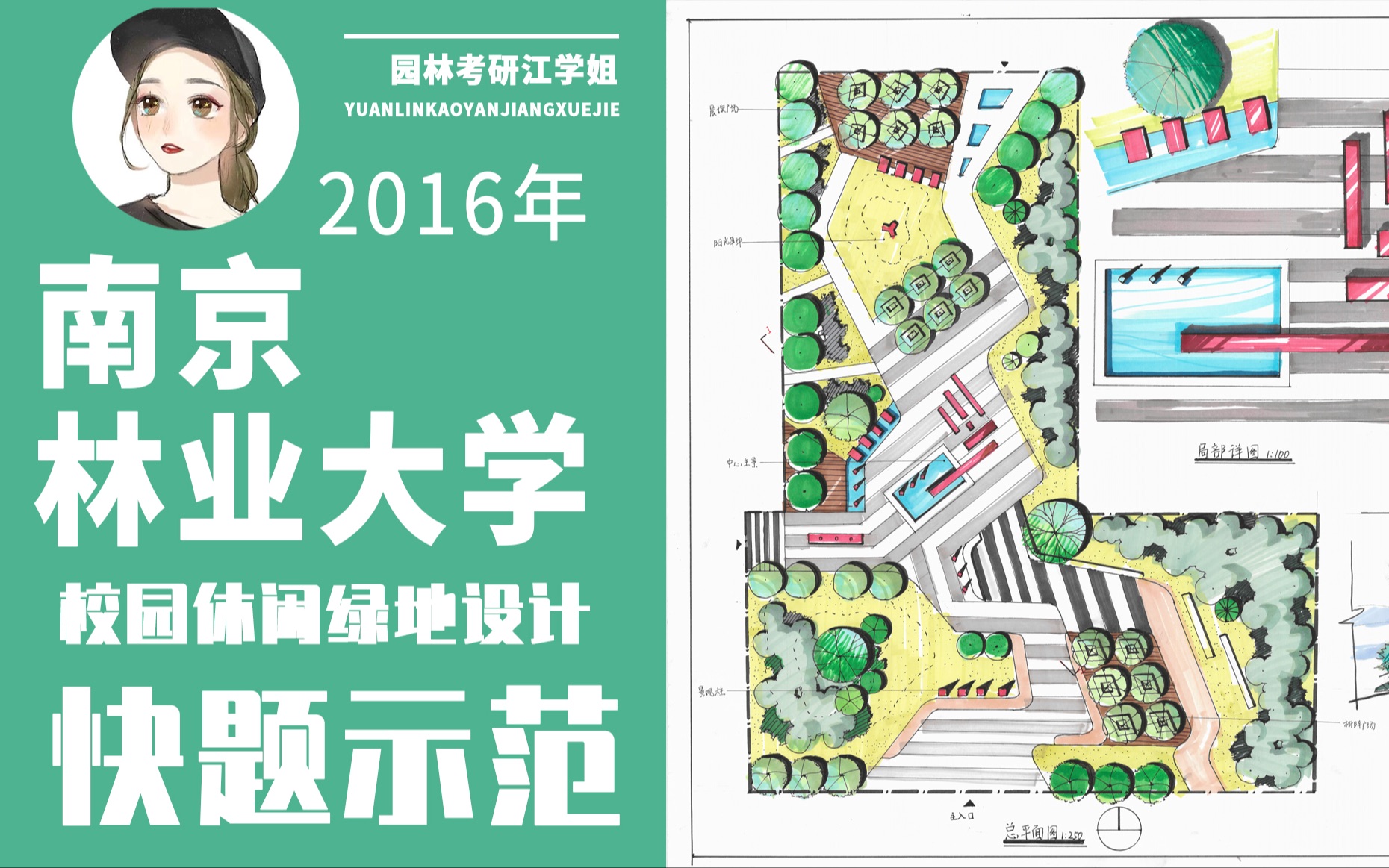 南京林业大学2016年——校园休闲绿地设计快题示范哔哩哔哩bilibili