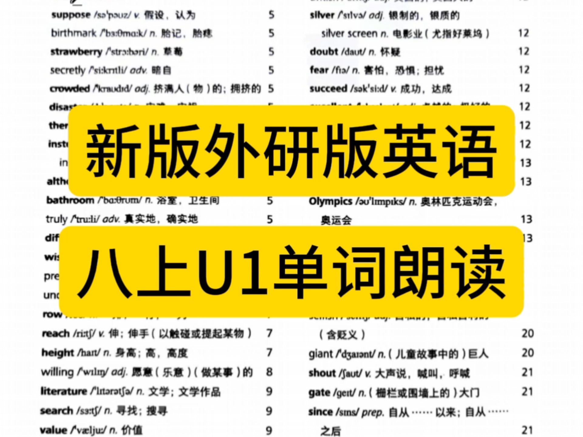 包含25新仁爱版八上英语U1背➕默！的词条