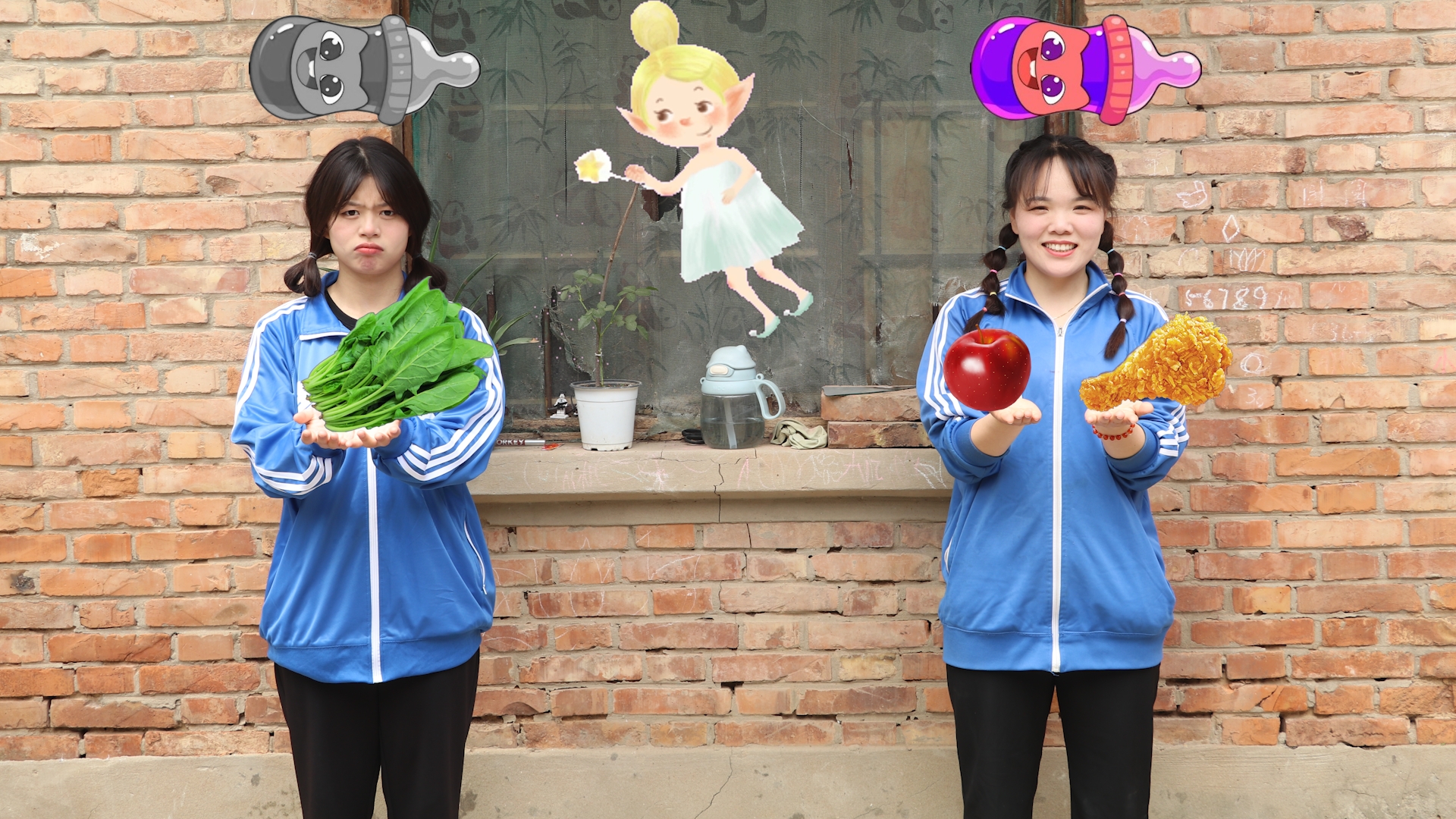 给圆圆和小美送食物,你喜欢吃肉还是蔬菜?小朋友要荤素搭配哦!