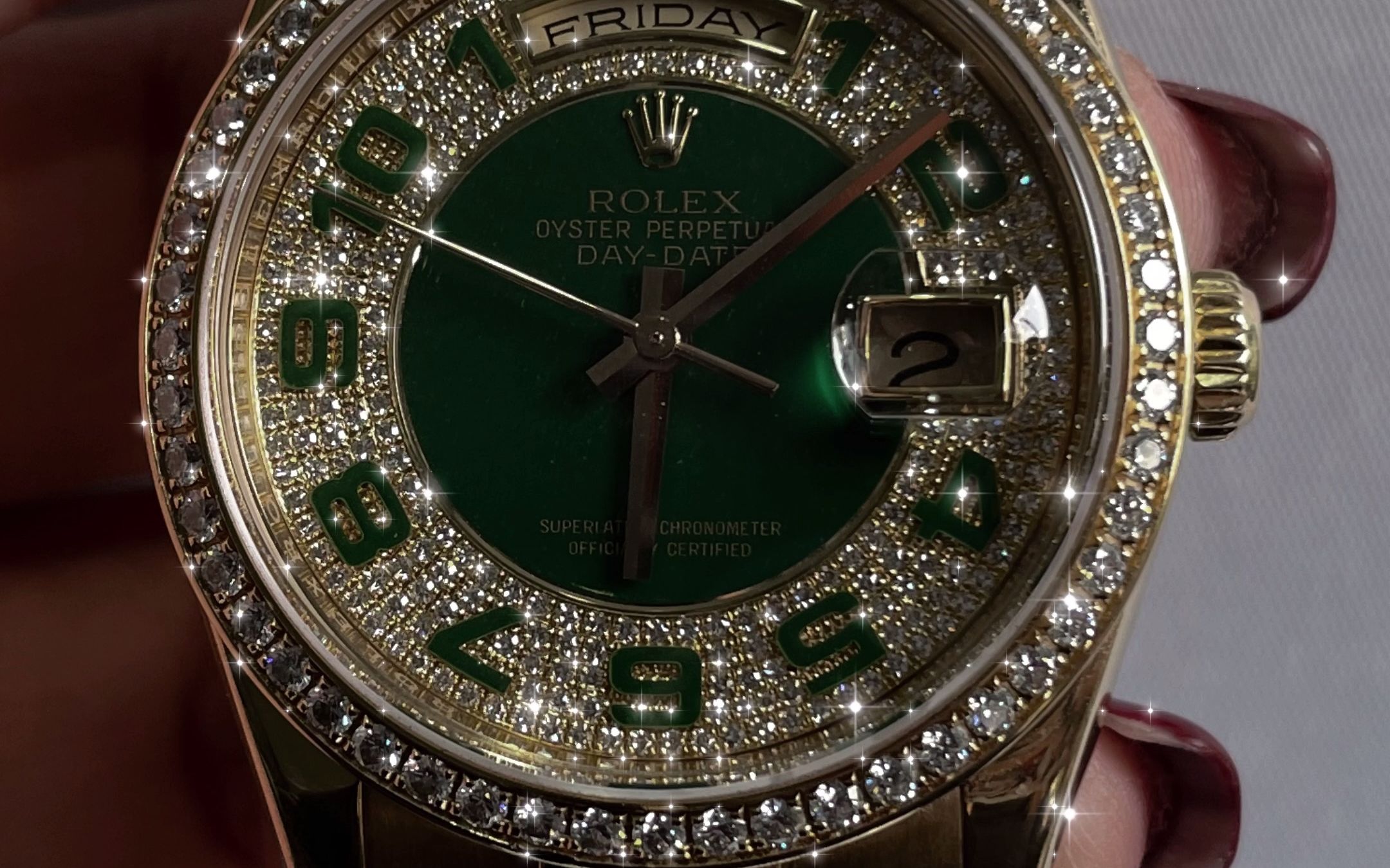 劳力士贴膜分享:星期日历118348-密镶钻石
