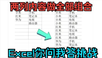 《Excel你问我答挑战》两列数据列出全部组合