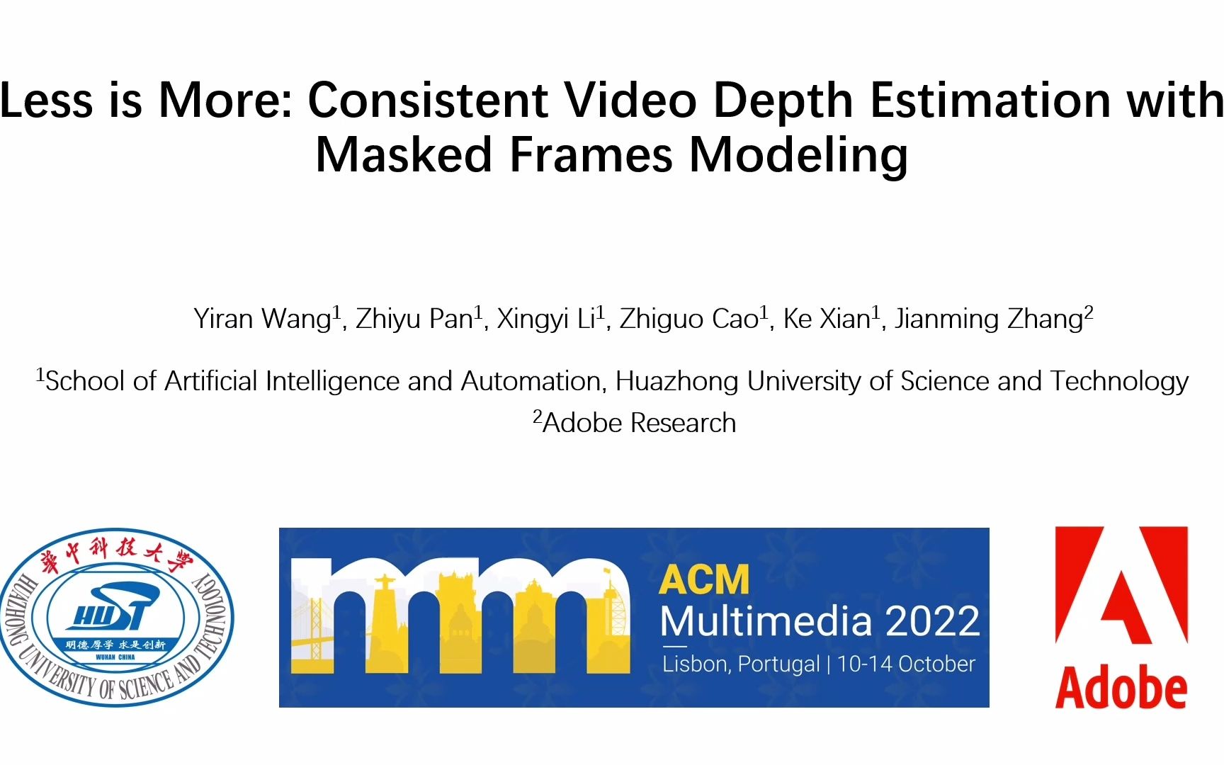 【ACM MM 2022】Less is More: Consistent Video Depth Estimation with Masked Frames哔哩哔哩bilibili