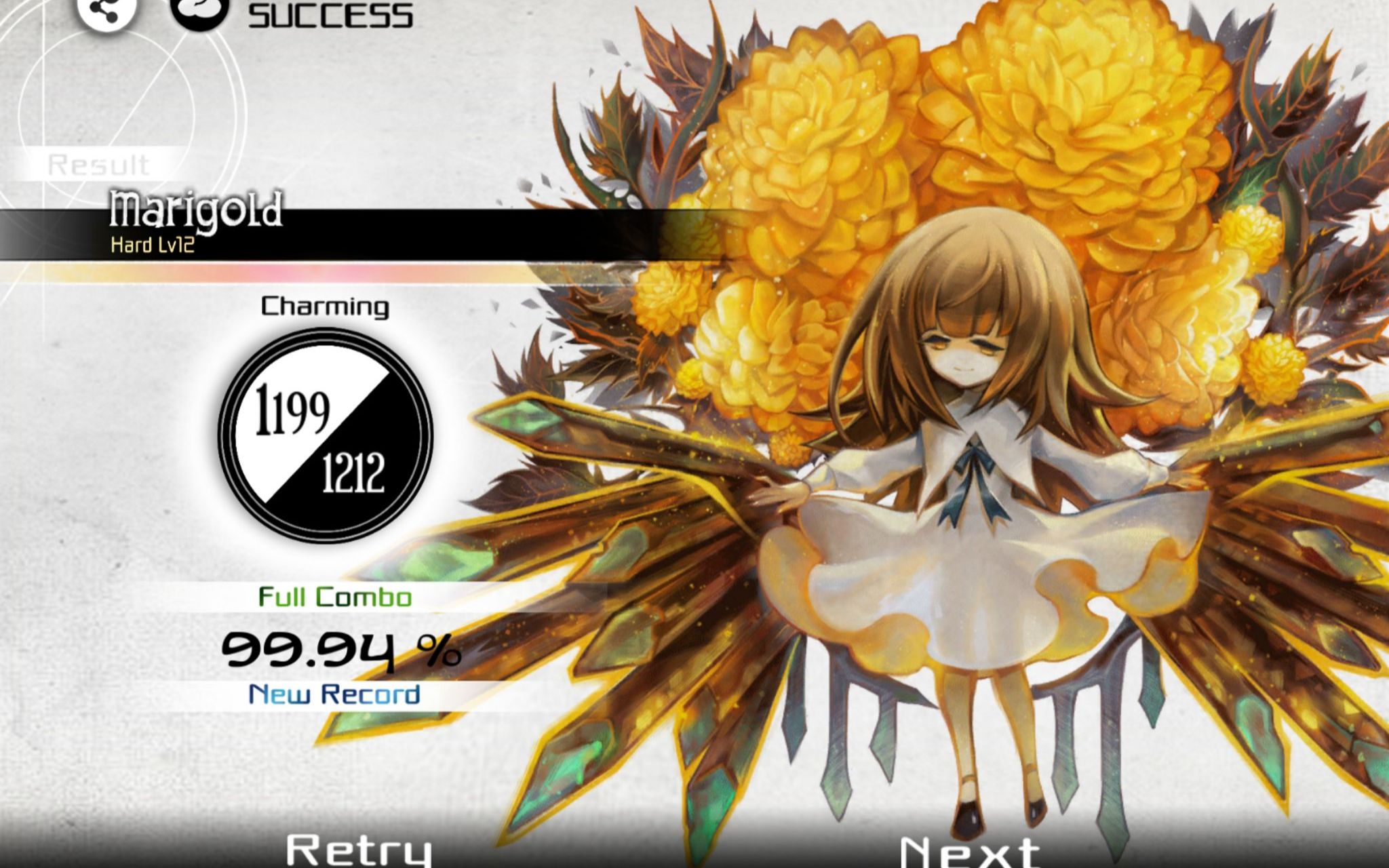 【deemo终曲】marigold,梦境彼岸盛开的终末之花 hard lv12 fc 99.94%