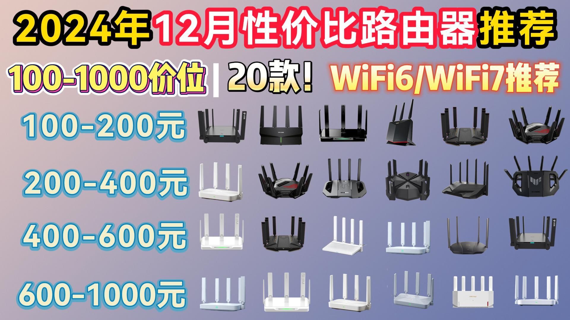 2024年12月路由器选购攻略!WiFi6/WiFi7推荐!华硕/小米/普联/中兴/锐捷等22款路由器选购!| 网速快、全屋穿墙、全覆盖!性价比超高!哔哩哔哩bilibili