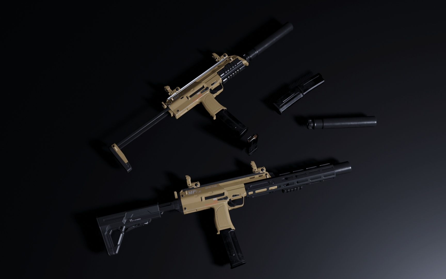 【cg模型】mp7a2 微微改动的本体以及延长套件