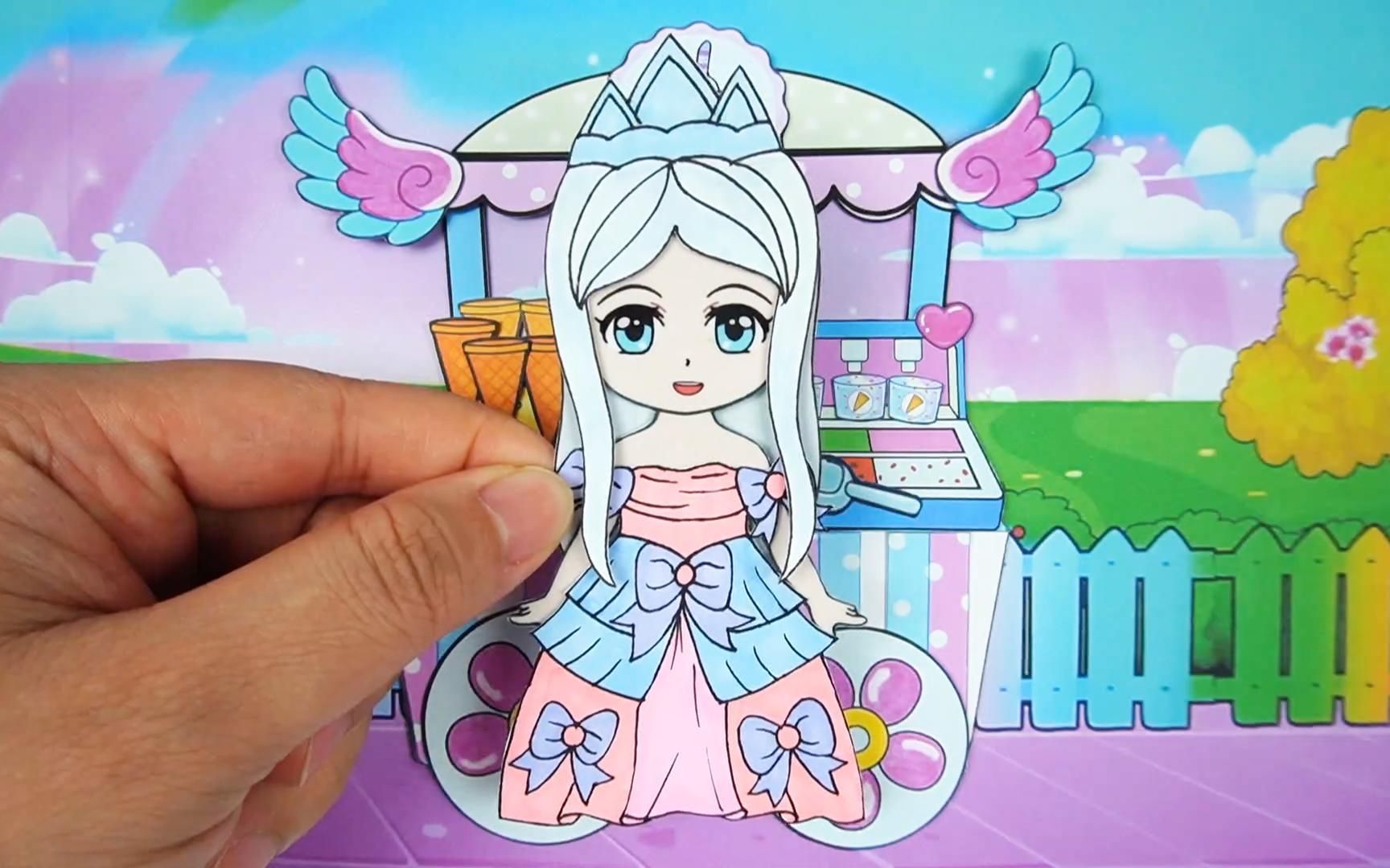 精灵梦叶罗丽纸娃娃,冰公主的冰淇淋推车