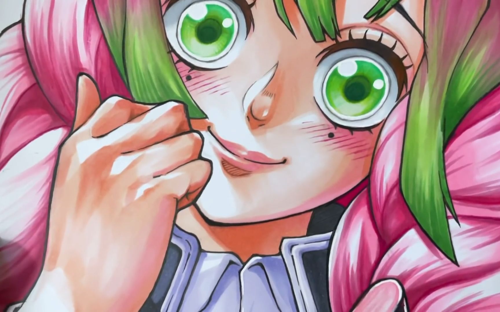 【手绘】鬼灭之刃恋柱-甘露寺蜜璃绘画过程