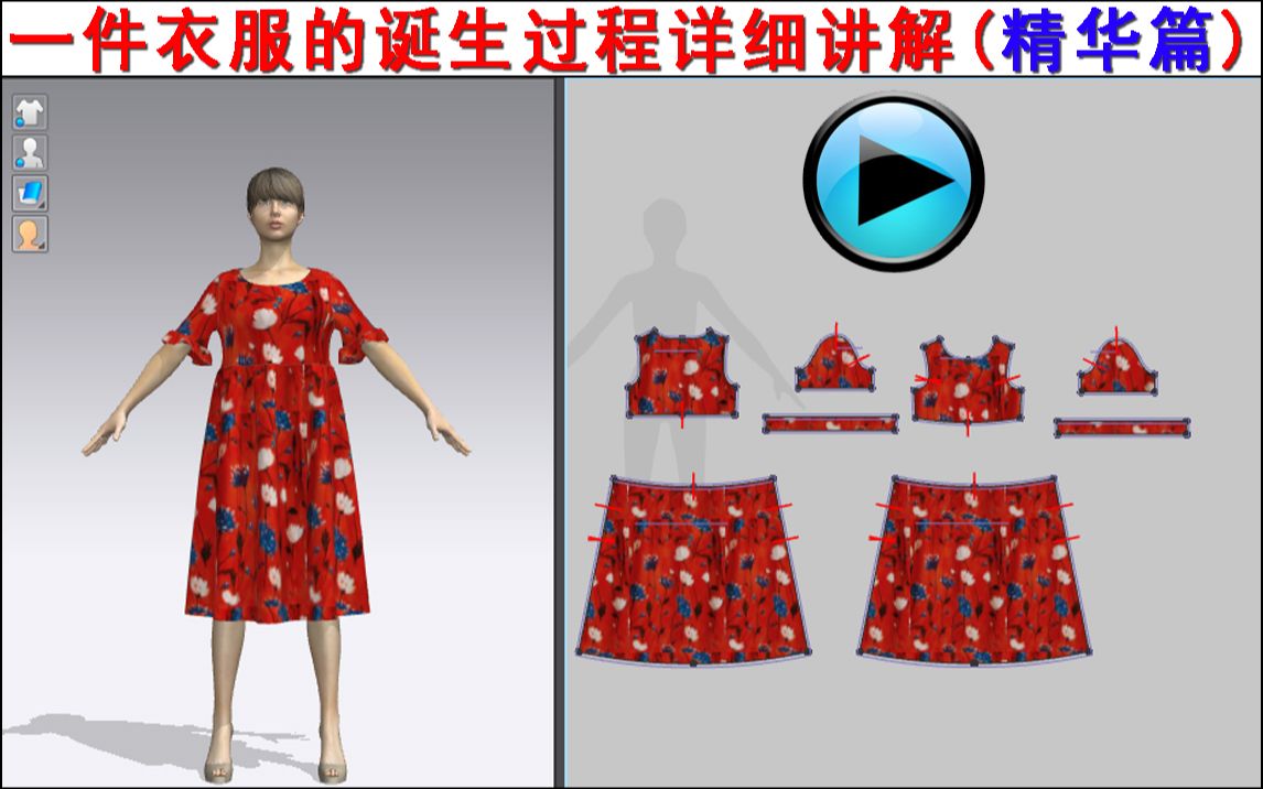 ★原创★【一件衣服的诞生 挑选款式 打板画图 3D模拟试衣看效果 缝纫试样 成衣效果 打印纸样包装 】教你做衣服视频教材★鑫悦服装纸样铺★哔哩哔哩...