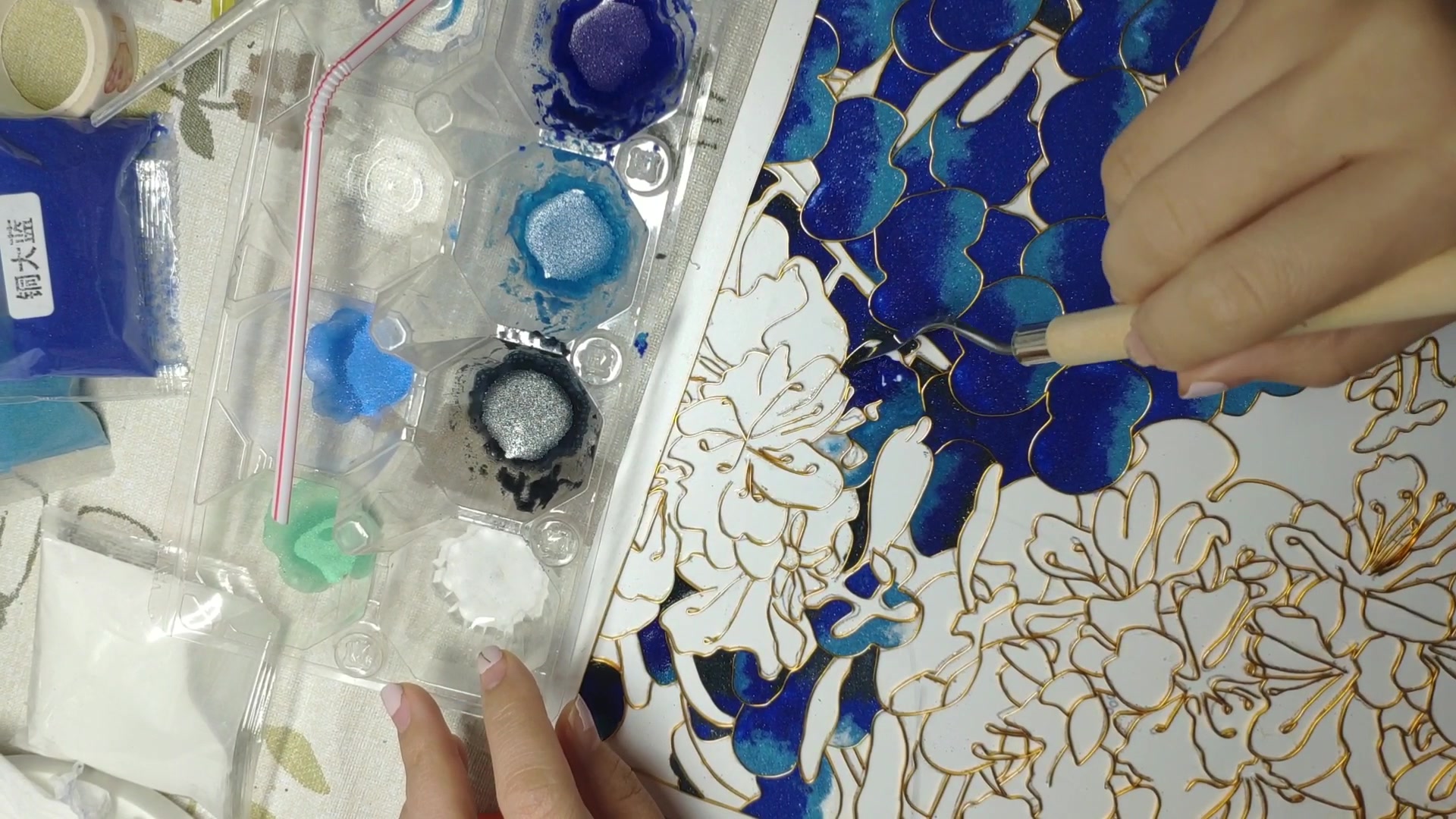 金丝沙画金丝珐琅画diy全过程记录新人第一次剪辑