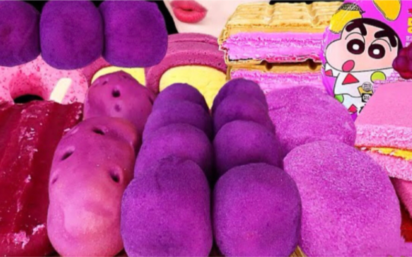 mellawnie】中字 | 紫色甜点集 冰淇淋 麻薯 面包 果冻 蛋糕 紫色零食