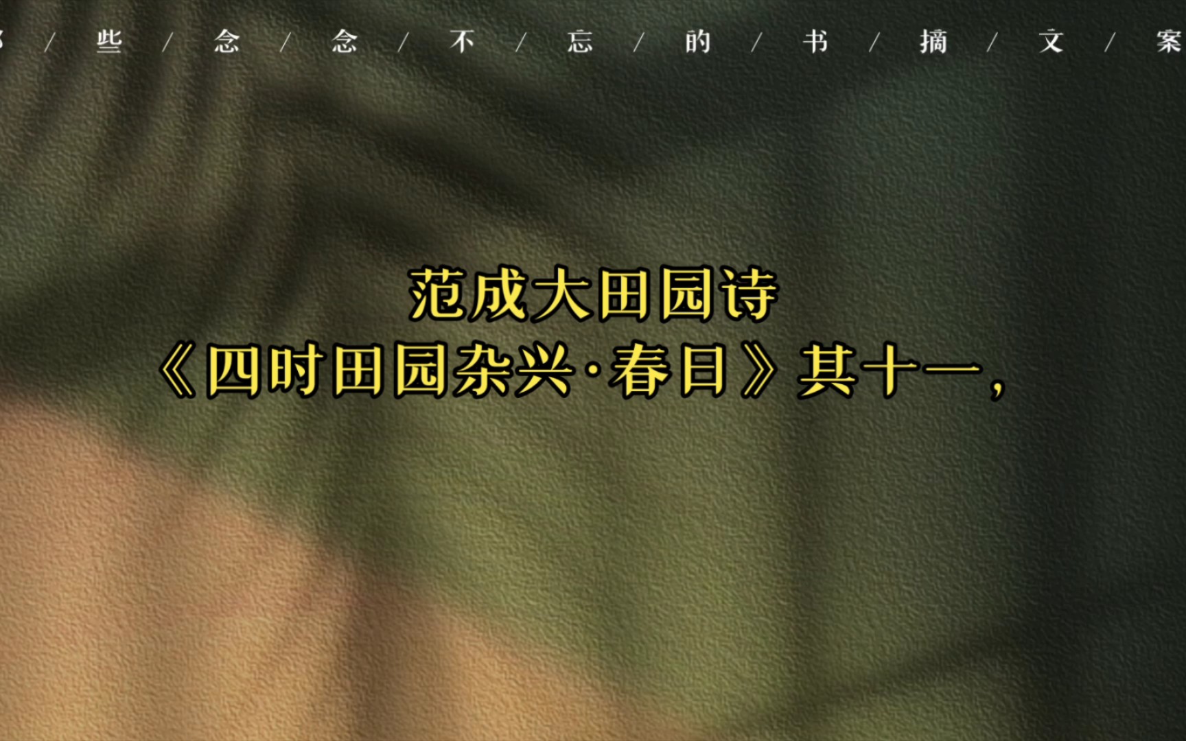 范成大田园诗《四时田园杂兴ⷮŠ春日》其十一,其十二哔哩哔哩bilibili