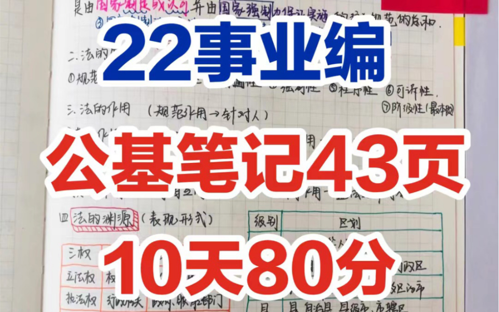 【22最新公基笔记43页】每天1小时,考前10天背一遍,我自己备考用的,现在已经用不到啦,分享,适用于22事业单位备考哔哩哔哩bilibili