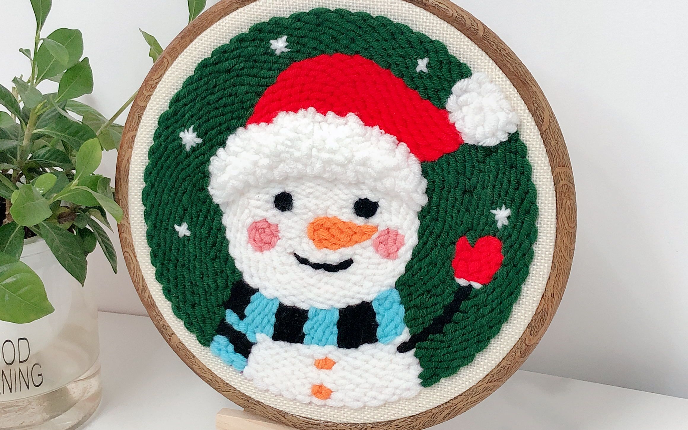 圣诞雪人视频教程,俄罗斯戳戳绣毛线画手工diy_哔哩哔哩_bilibili