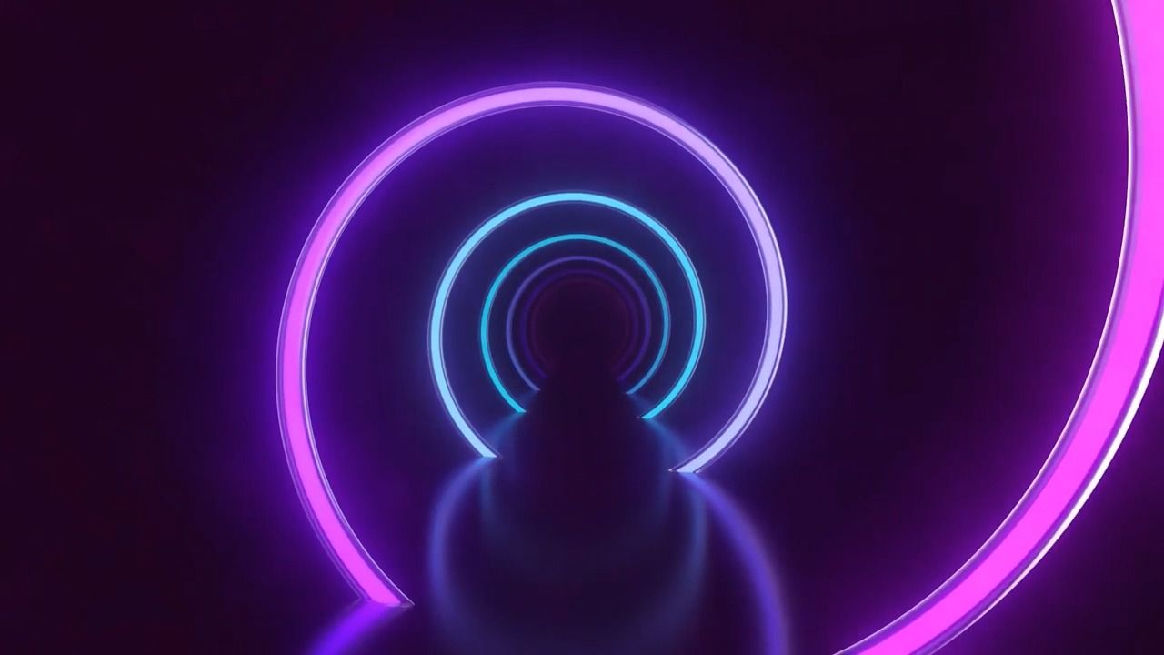 m1139 4k高清画质蓝色霓虹光圈光线发光灯管灯光秀动感节奏炫酷动感舞