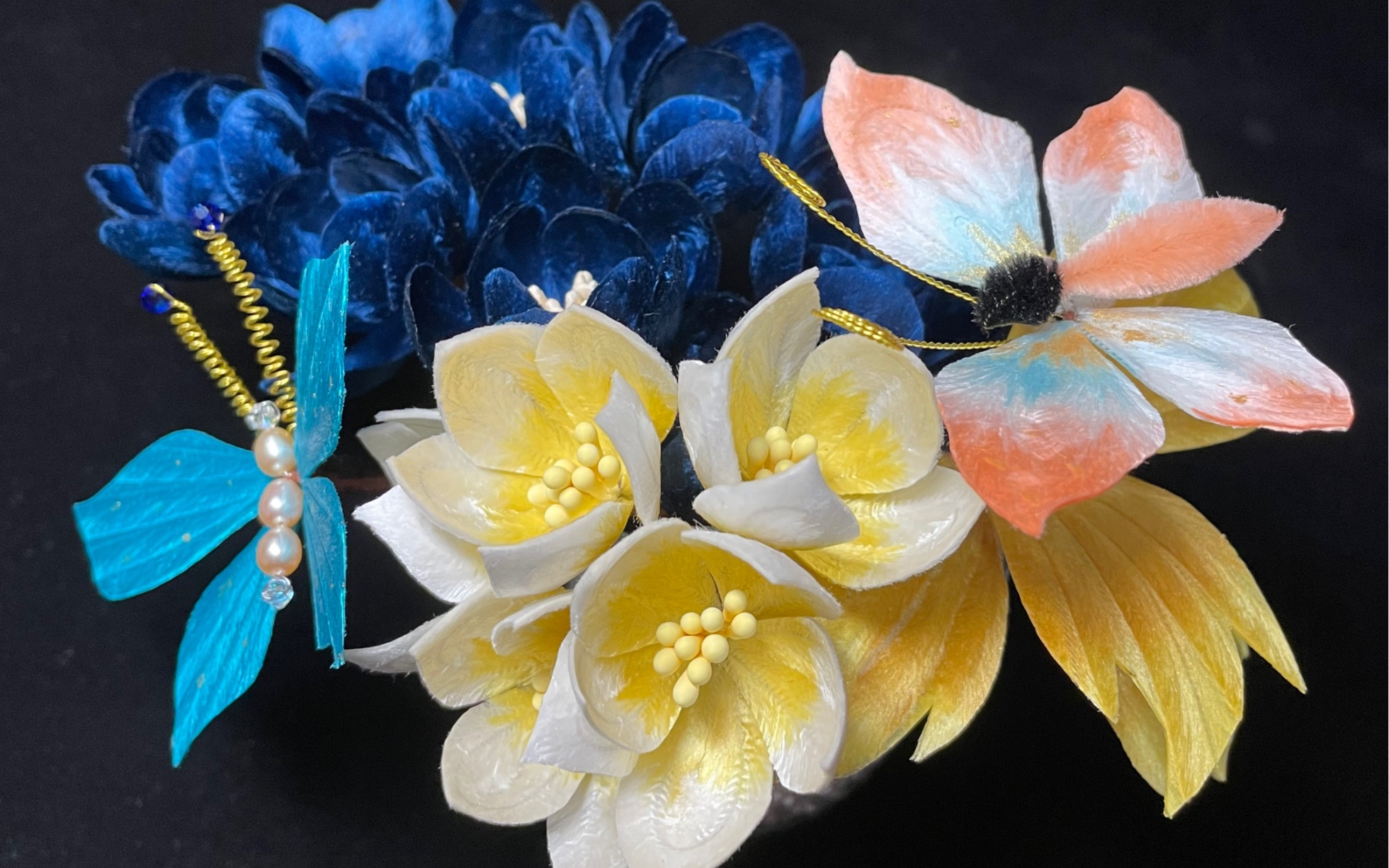 非遗绒花 仿故宫款 绒花 荣华